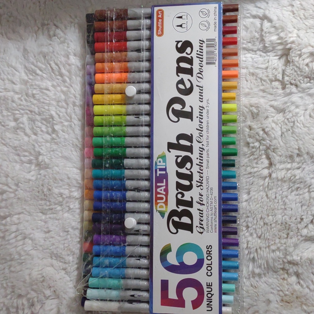 Set of 56 Dual Tip Brush Pens For Sketching, Coloring, Doodling - NIP